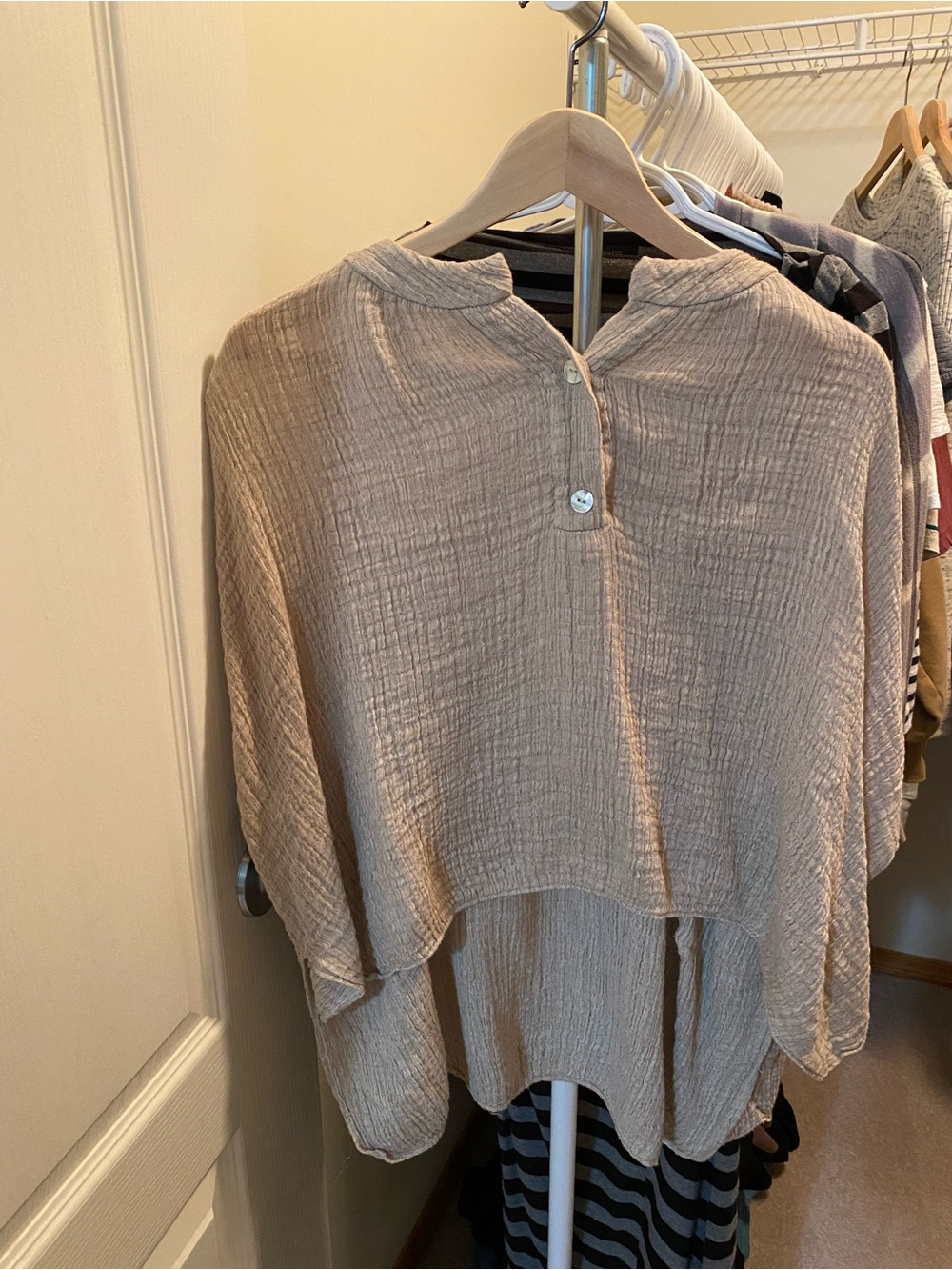 ZARA cotton-linen blend gauze blouse